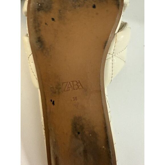 ZARA Quilter Padded Flat Slides Sandals White size EU 36 - Picture 6 of 6